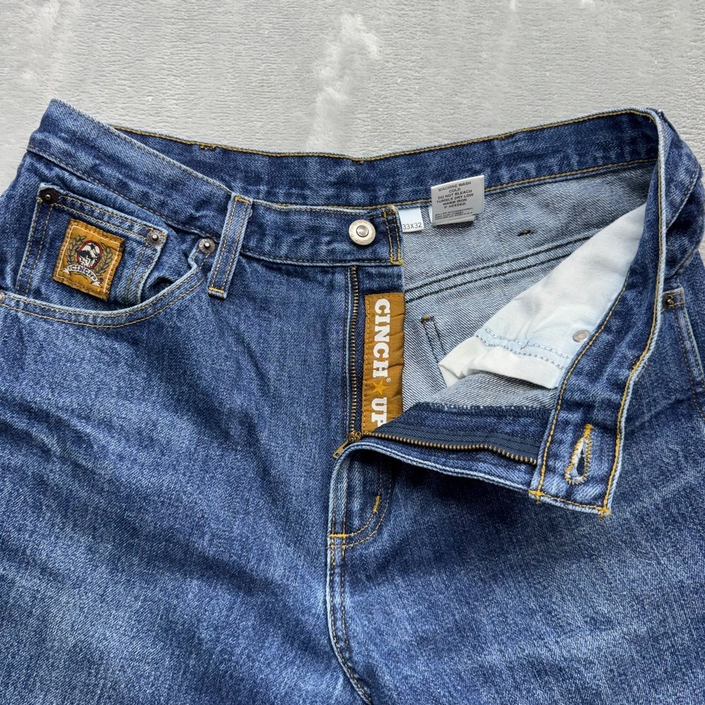 Cinch Jeans Men's 33x32 Blue Denim Medium Dark Wash Relaxed Fit Boot Cut Western - Picture 7 of 16